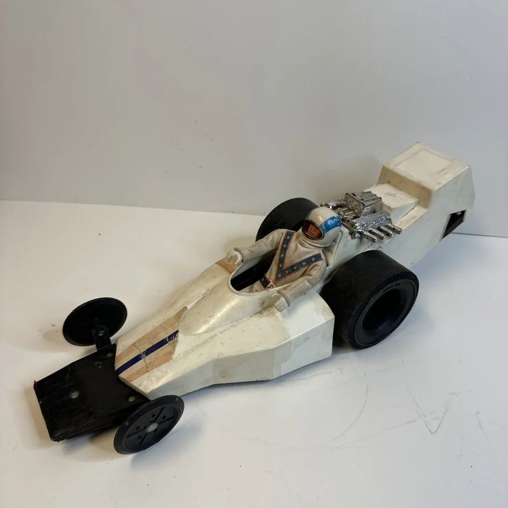 Vintage Ideal 1974 Evel Knievel Formula 1 Dragster And Figure